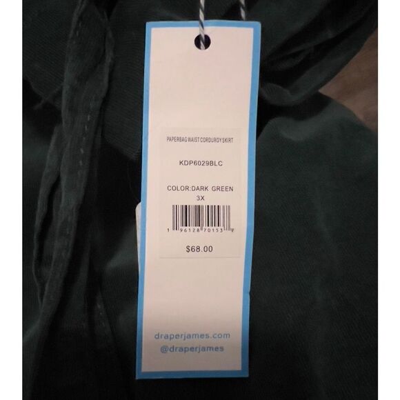 DRAPER JAMES RSVP Paperbag Waist Green Corduroy Skirt-Size 3X - Picture 3 of 6